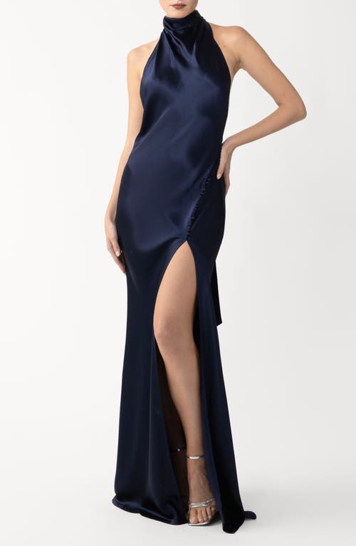 Sau Lee Penelope Satin Gown In Blue