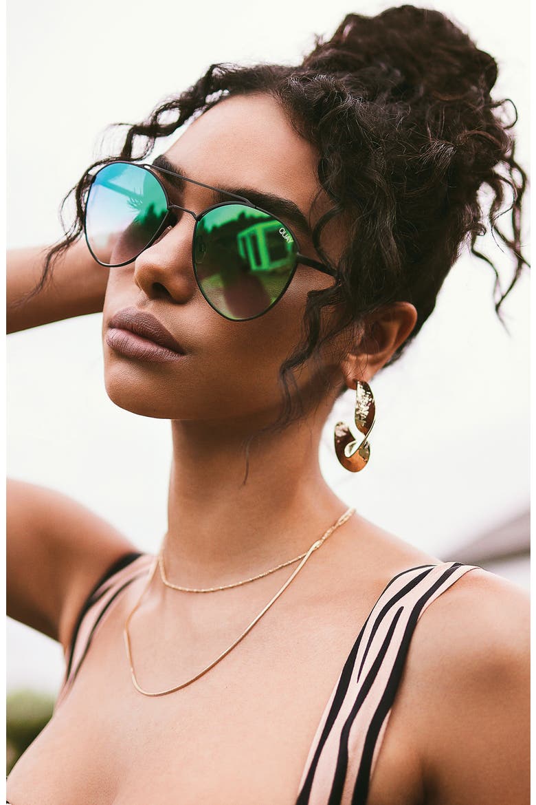 Australia Dragonfly 52mm Mirrored Aviator Sunglasses, Alternate, color, BLACK/ PINK RAINBOW