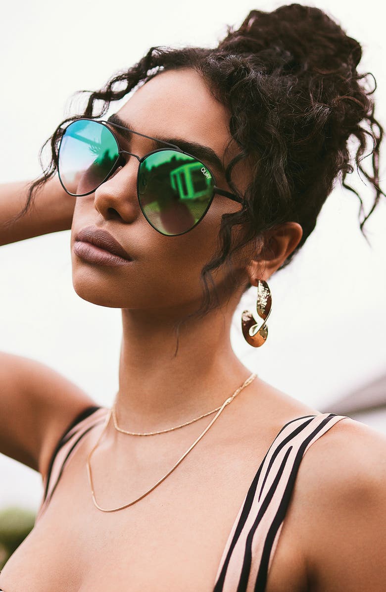 QUAY Australia Dragonfly 52mm Mirrored Aviator Sunglasses, Alternate, color, 