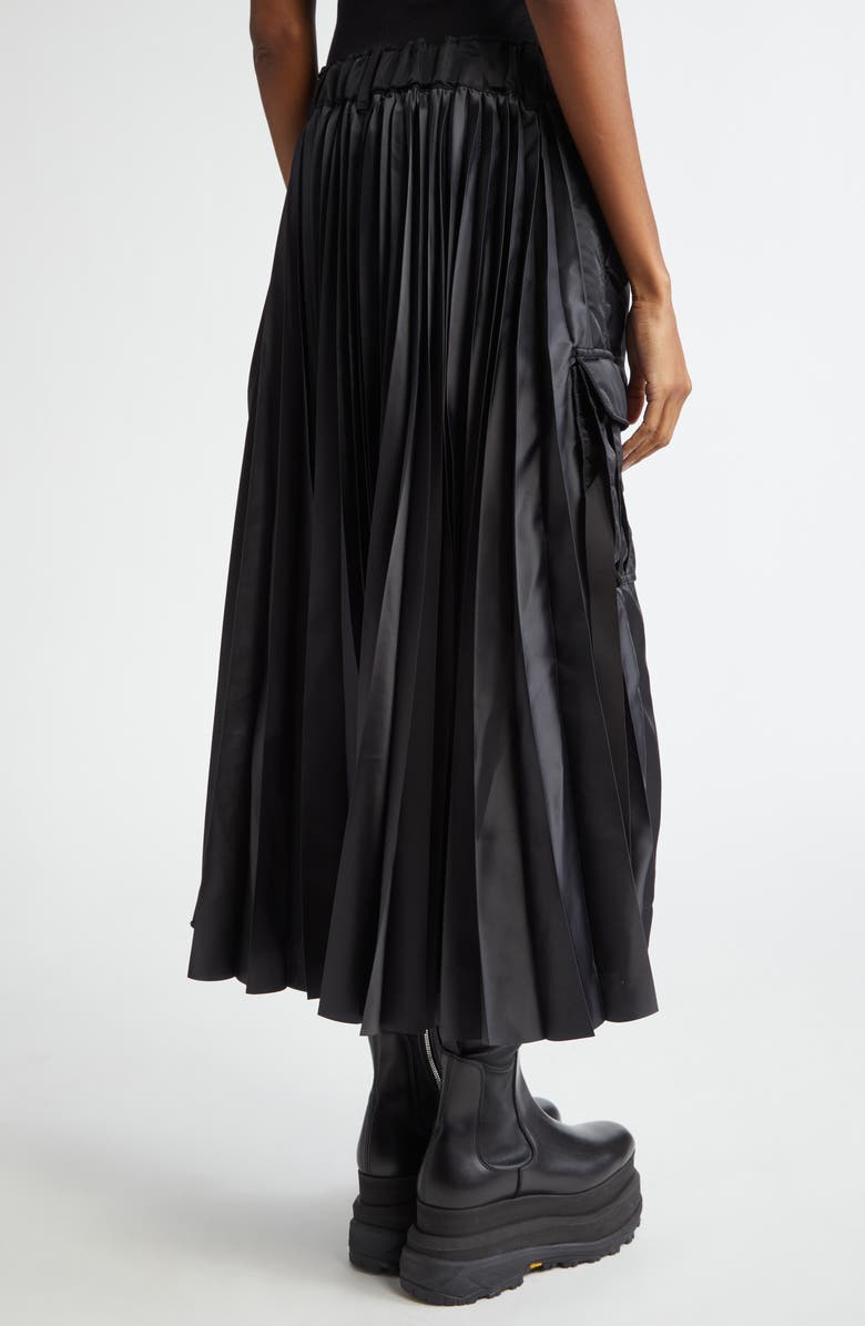 Sacai Insulated Nylon Twill Midi Cargo Skirt, Alternate, color, Black