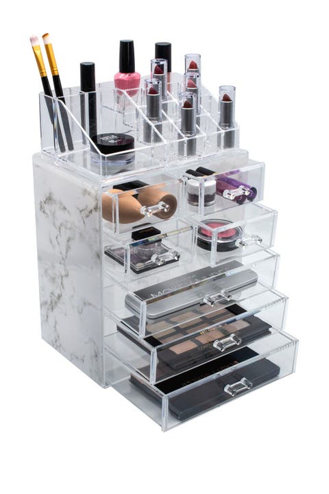 Acrylic 7 Drawer & Top Organizer Cosmetics Makeup & Jewelry Storage Case Display Set