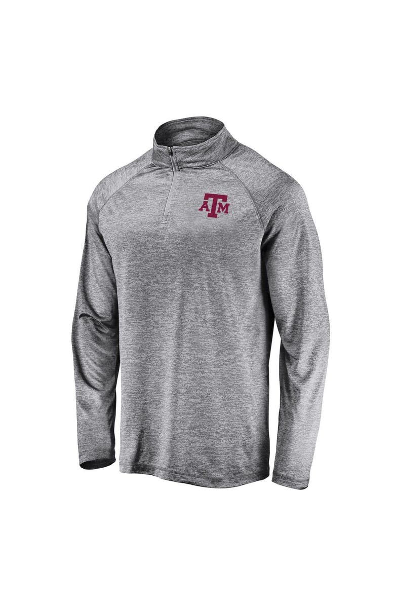 FANATICS Men's Fanatics Branded Gray Texas A&M Aggies Striated Raglan Lightweight Quarter-Zip Top, Alternate, color, 