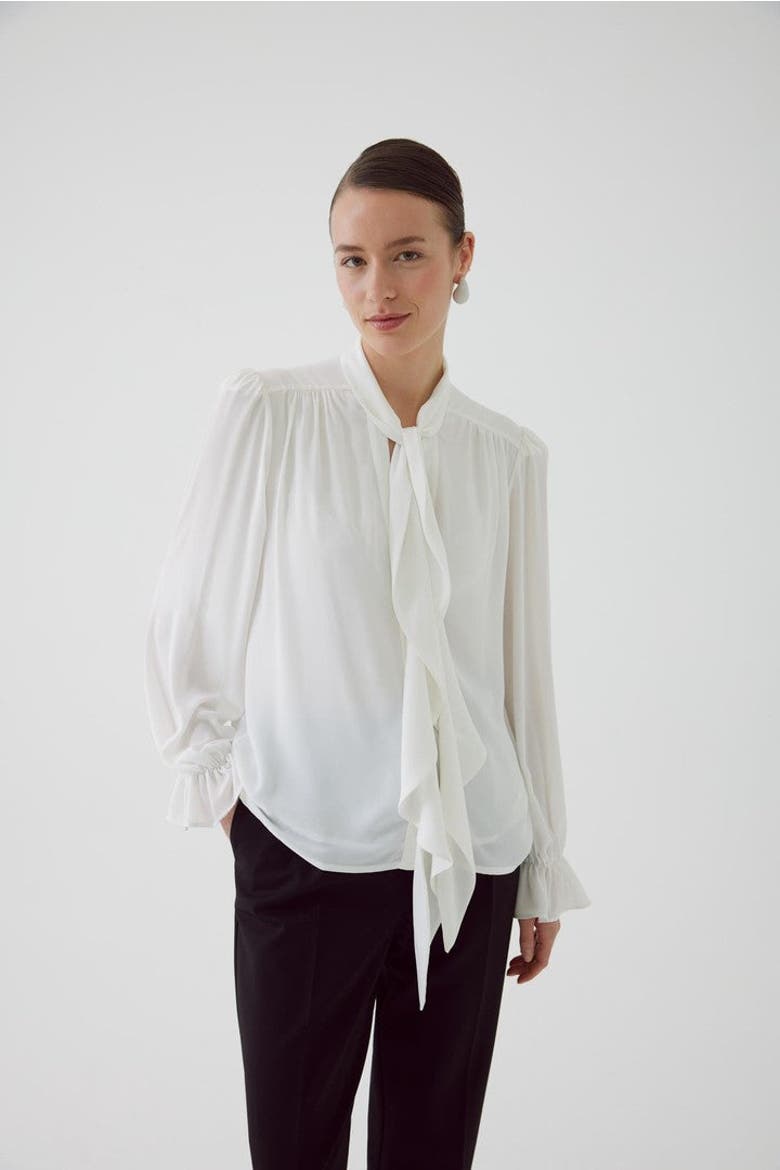 Aramis Chiffon Blouse, Alternate, color, Ecru