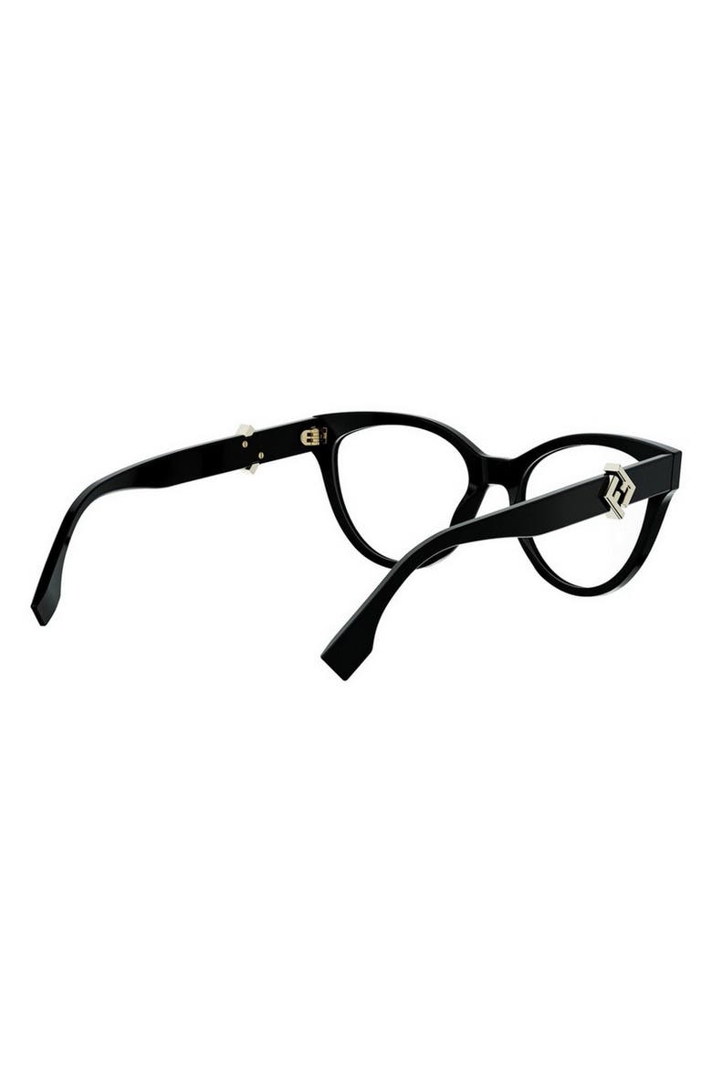 Fendi FF Diamonds 54mm Cat Eye Optical Glasses, Alternate, color, Shiny Black