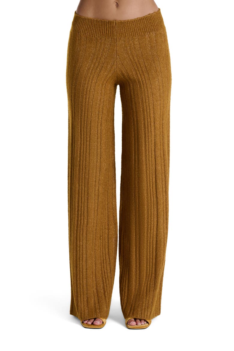 Rib Wide Leg Pants, Main, color, CAMEL