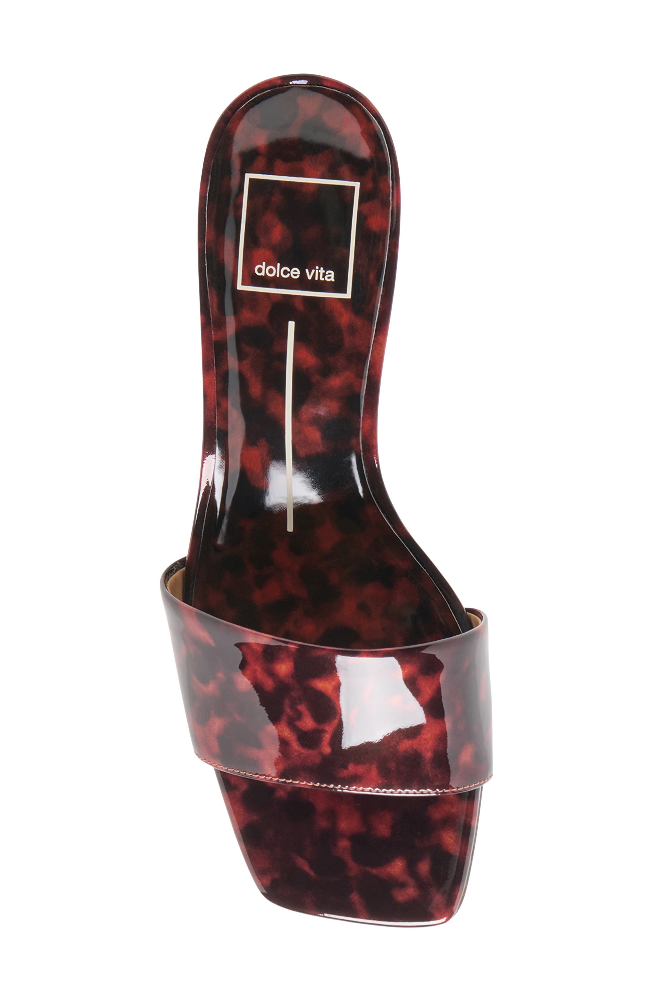 Rexa Kitten Heel Slide Sandal, Alternate, color, TORTOISE PATENT LEA