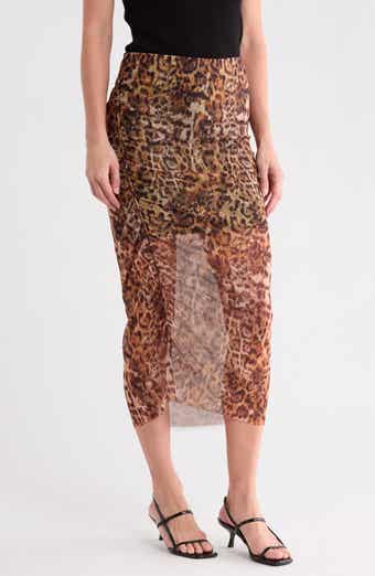 Nora Ruched Mesh Midi Skirt
