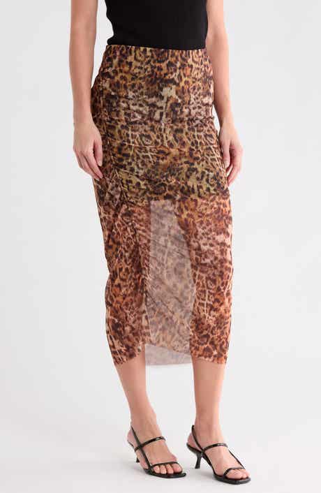 Nora Ruched Mesh Midi Skirt