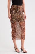 AllSaints Nora Ruched Mesh Midi Skirt