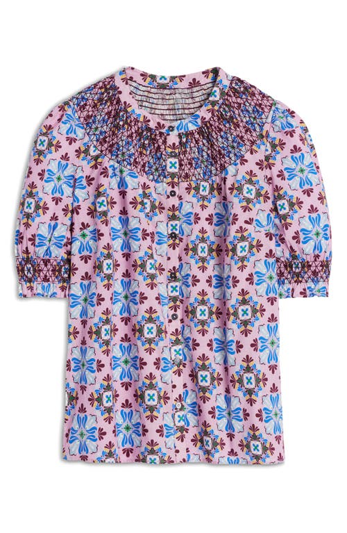 Boden Effie Print Front Button Top In Blue