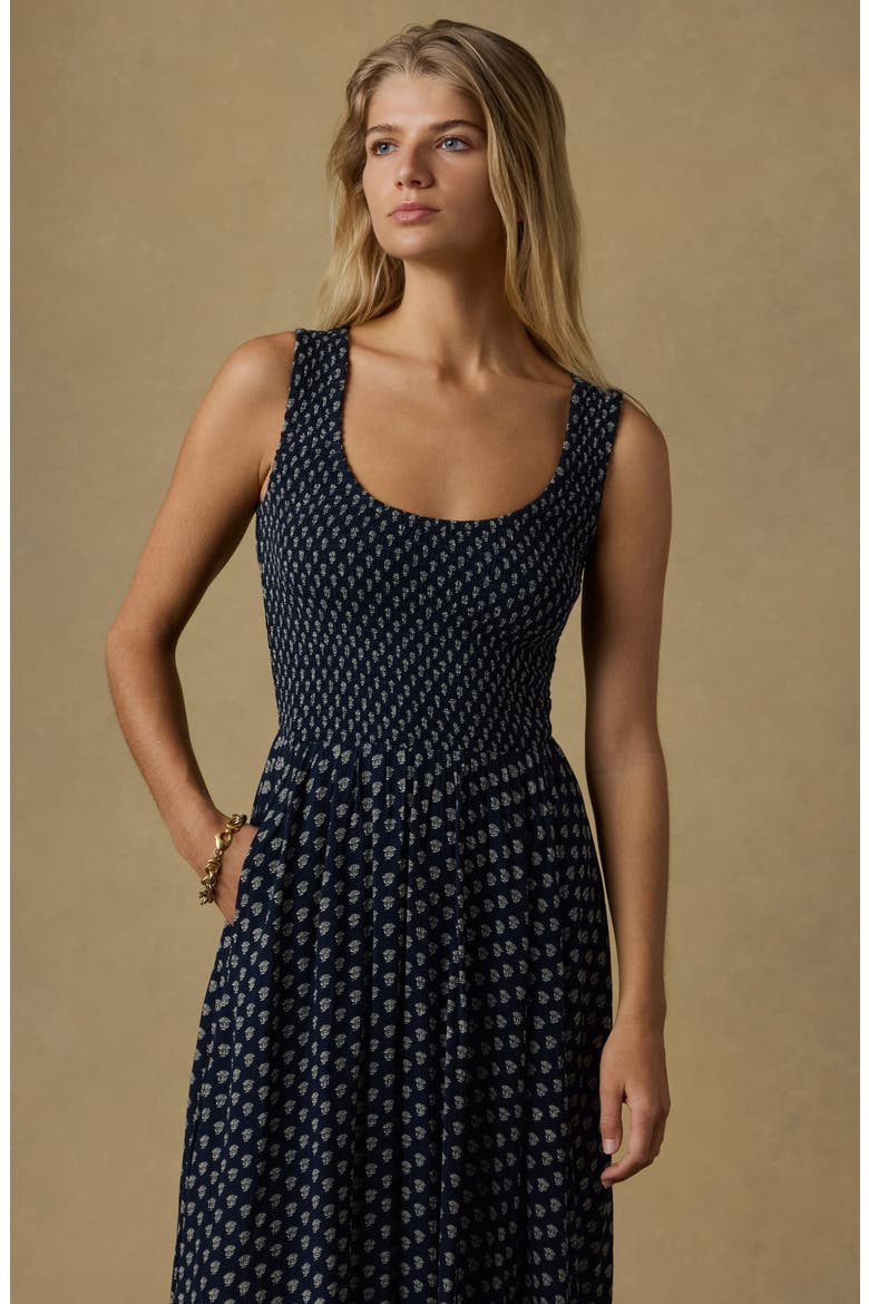 Sophia Smocked Sleeveless Maxi Dress, Alternate, color, NAVY LOTUS FLORAL