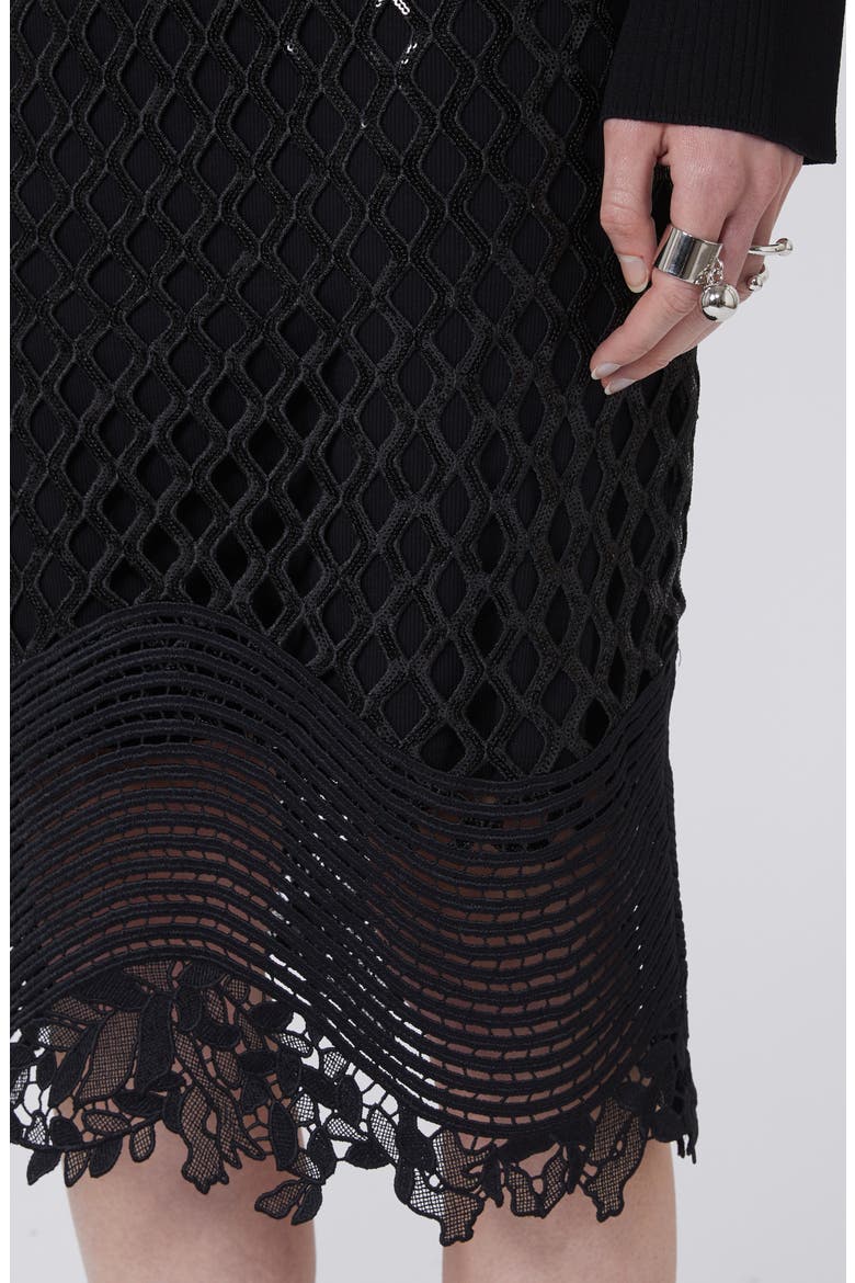 Sala Sequin Net Lace Skirt, Alternate, color, BLACK