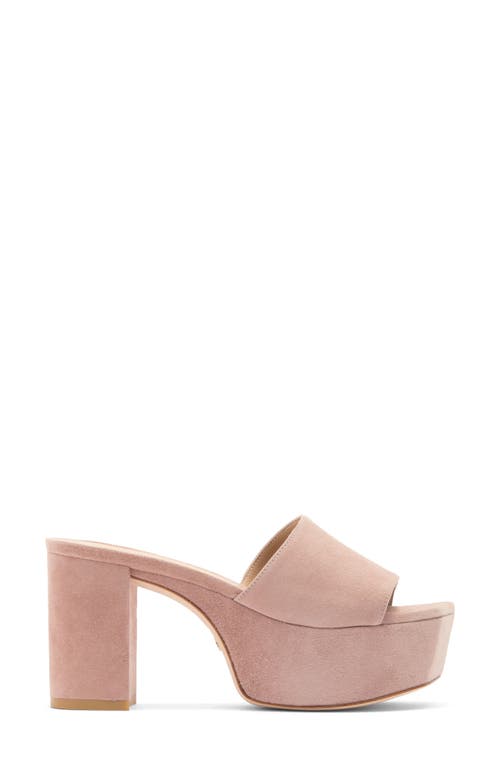 Stuart Weitzman Square High Suede Platform Sandals In Fawn