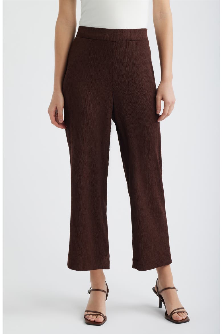Crinkle Ankle Wide Leg Pants, Main, color, DARK CHOCOLATE