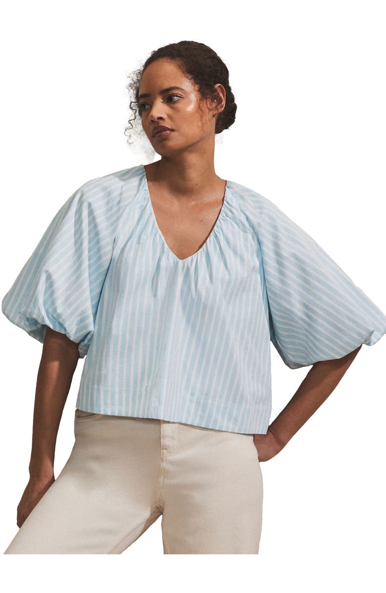 Ro&Zo Puff Sleeve V-Neck Top, Main, color, 