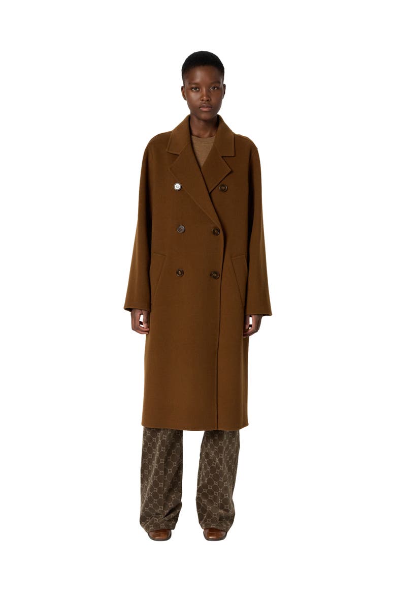 Milena Tailored Double-Breasted Coat, Main, color, Cigar