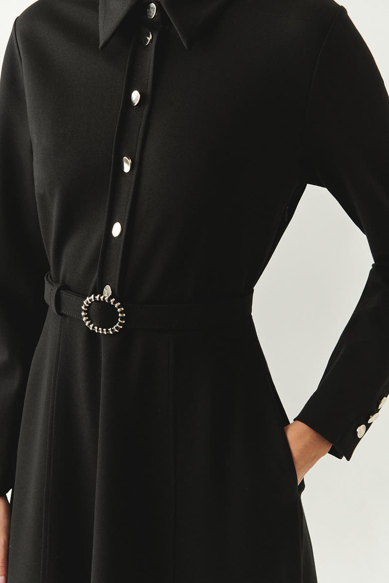 Georgina Knit Midi Dress, Alternate, color, BLACK
