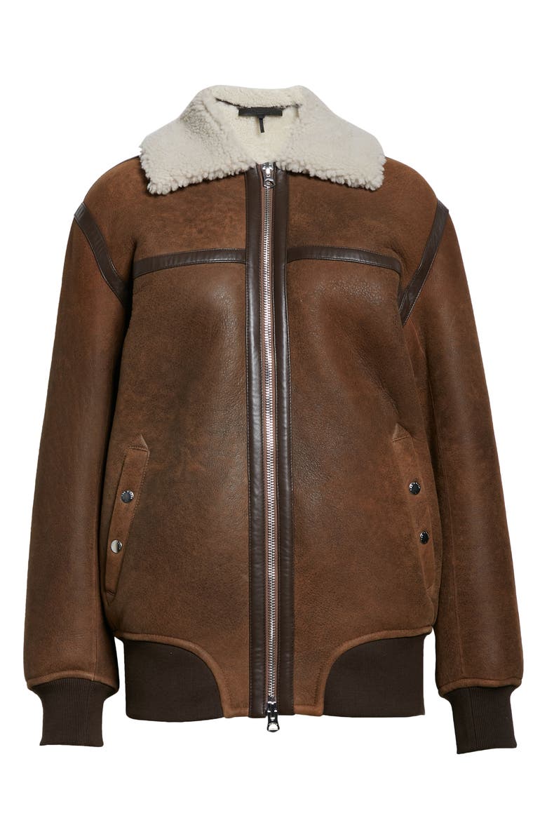 rag & bone Tyne Genuine Shearling Collar Bomber Jacket, Alternate, color, 