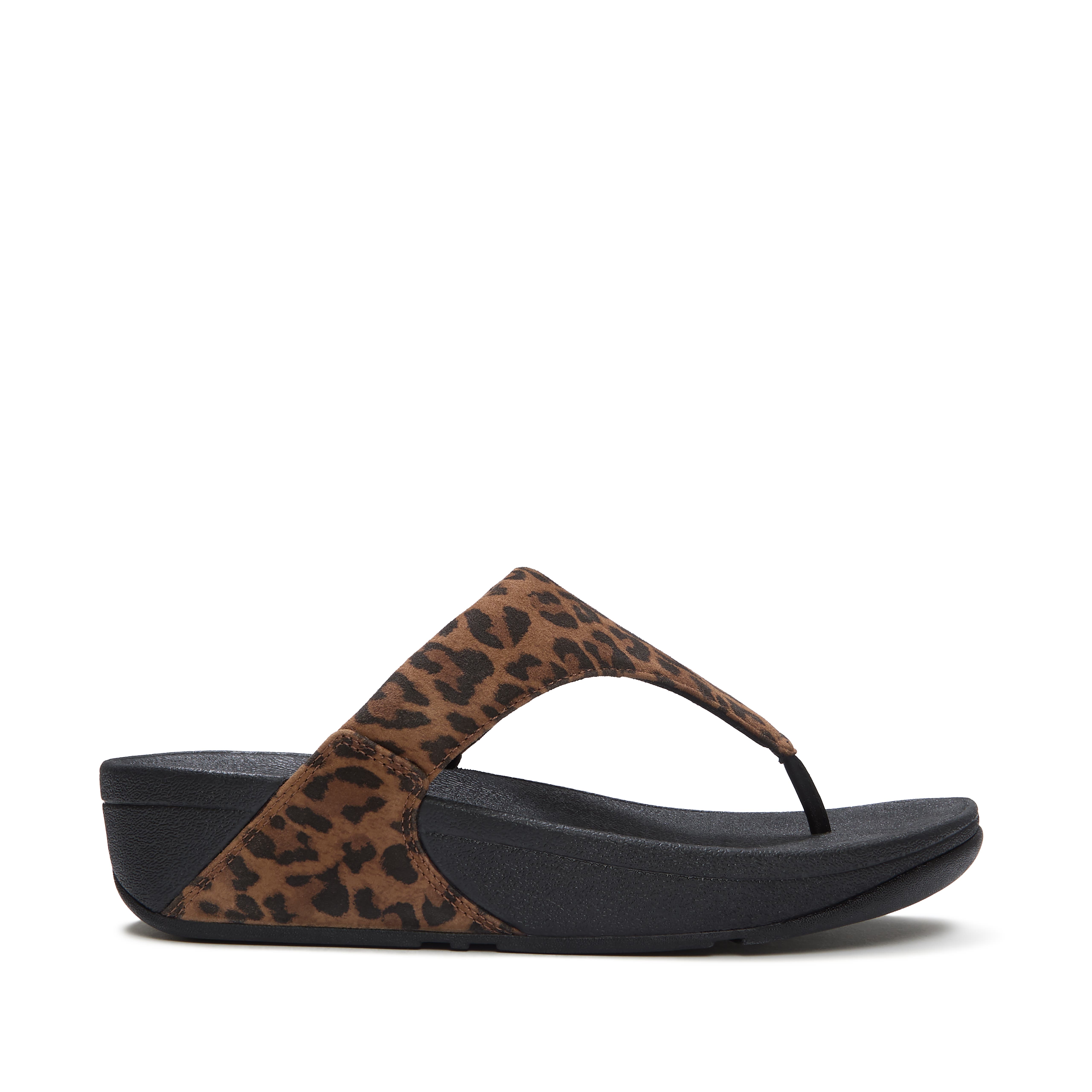 Lulu Suede Leopard Toe-Post Sandals, Alternate, color, Tan/Black