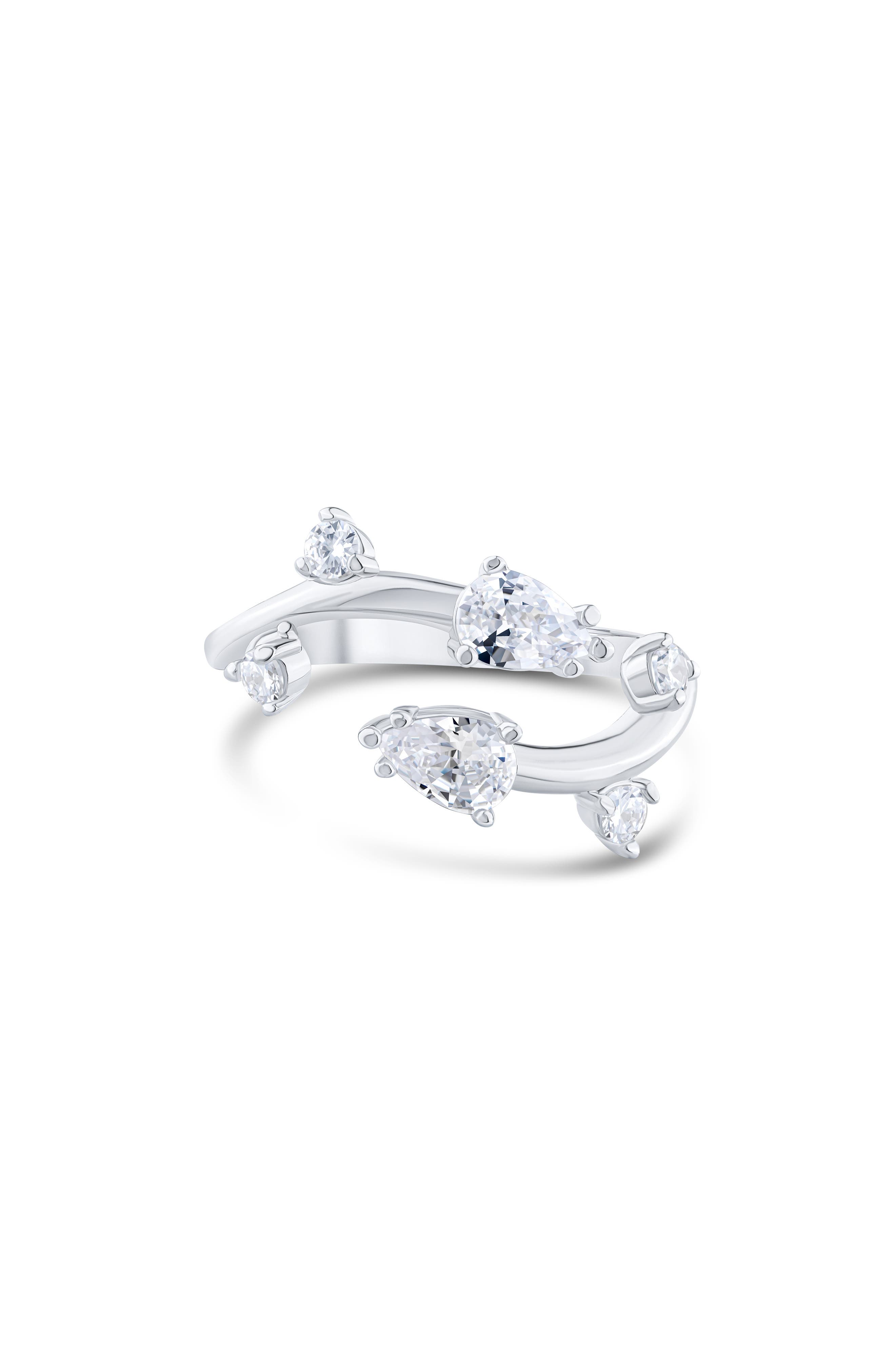 Pear Cubic Zirconia Vine Bypass Ring