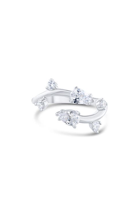 Pear Cubic Zirconia Vine Bypass Ring