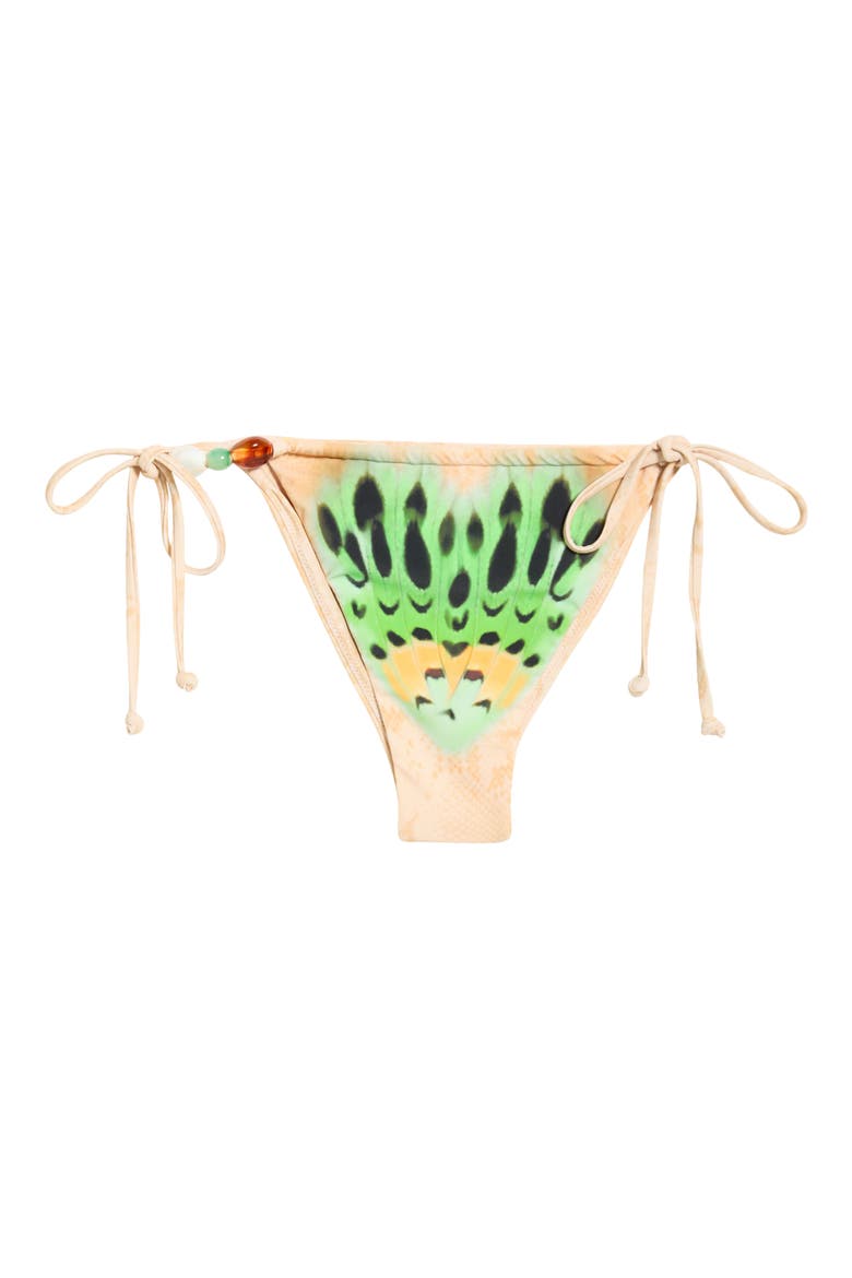 Cali Side Ties Bikini Bottoms, Alternate, color, LIME BUTTERFLY