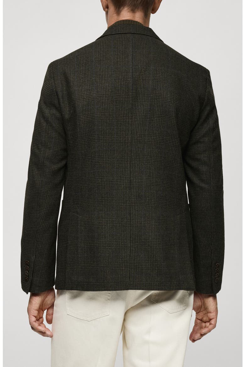 Slim Fit Plaid Wool Blend Blazer, Alternate, color, KHAKI GREEN
