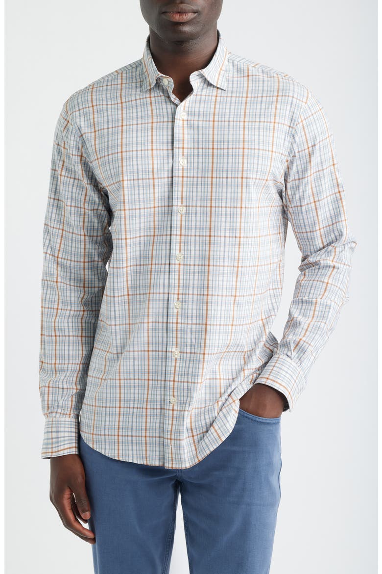 Suave Plaid Button-Down Shirt, Main, color, WHITE