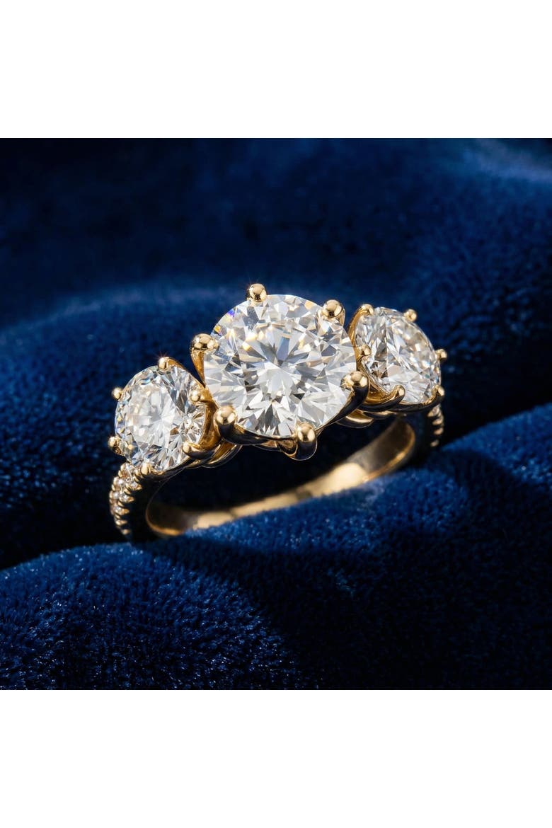 6 1/4 Ct Three Stone Diamond Engagement Ring Lab Grown Gold, Alternate, color, 10k White Gold