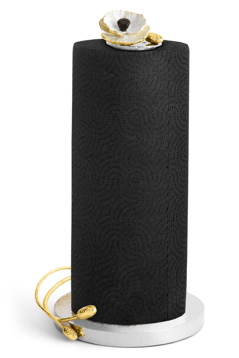 Anemone Paper Towel Holder, Main, color, WHITE/ SILVER/ GOLD