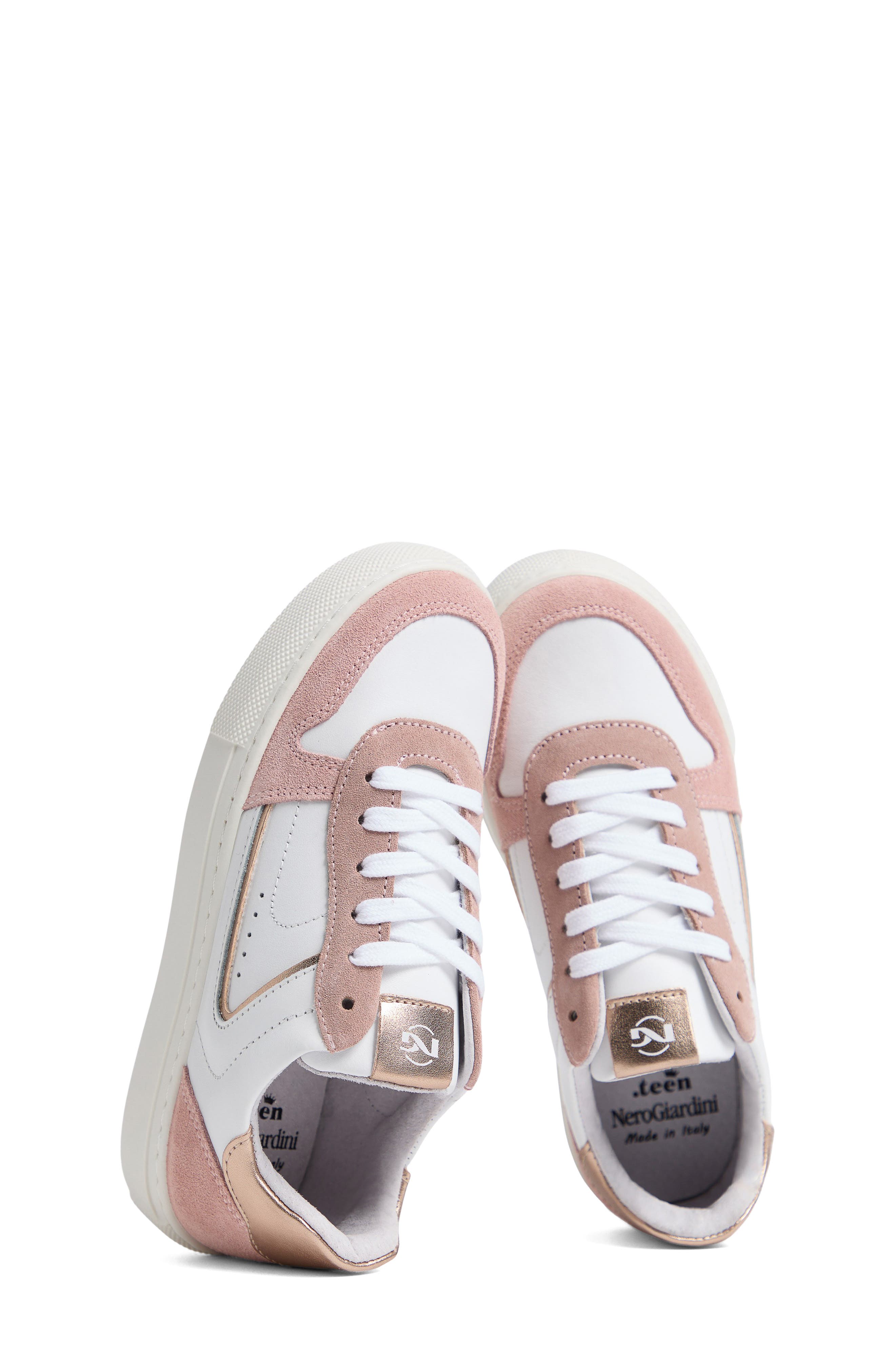 Kids' Retro Low Top Sneaker, Alternate, color, WHITE/ ROSE