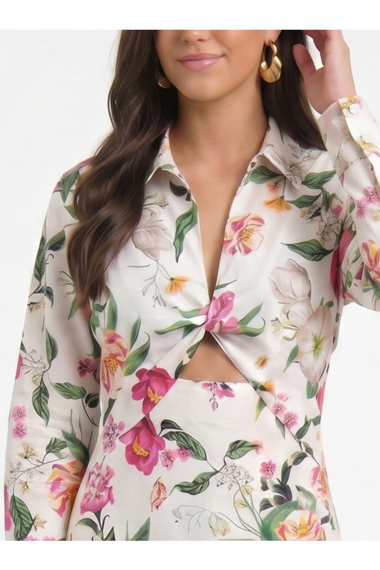 Patton Long Sleeve Poplin Mini Dress, Alternate, color, Eggshell Blossom