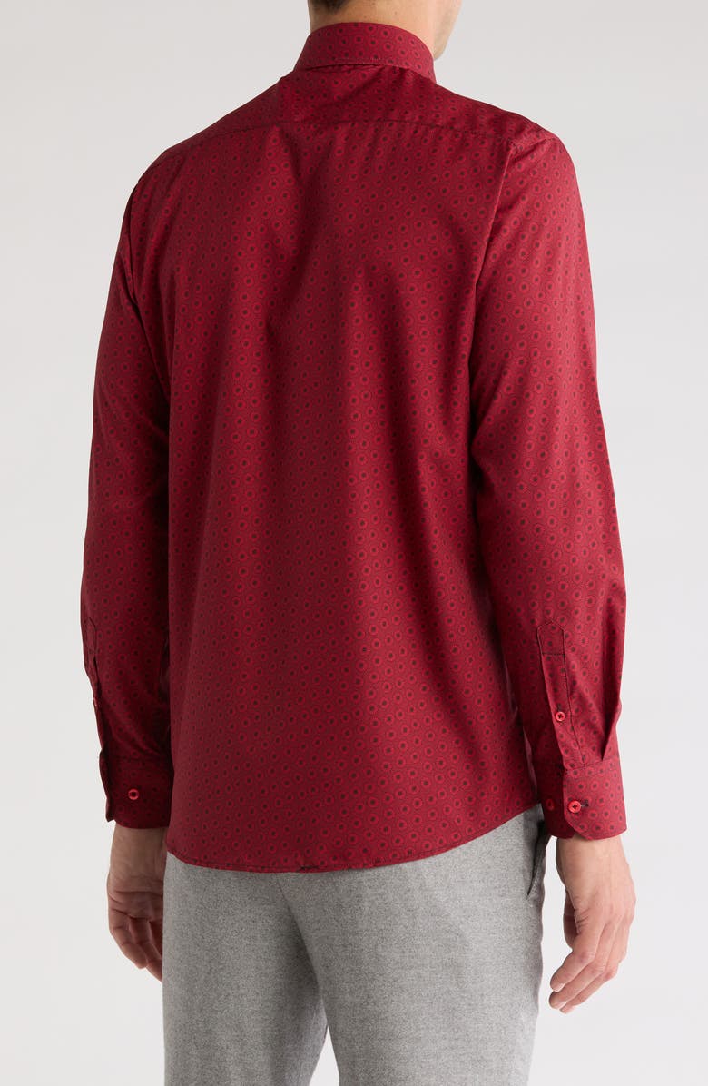 T.R. PREMIUM Medallion Print Stretch Button-Up Shirt, Alternate, color,