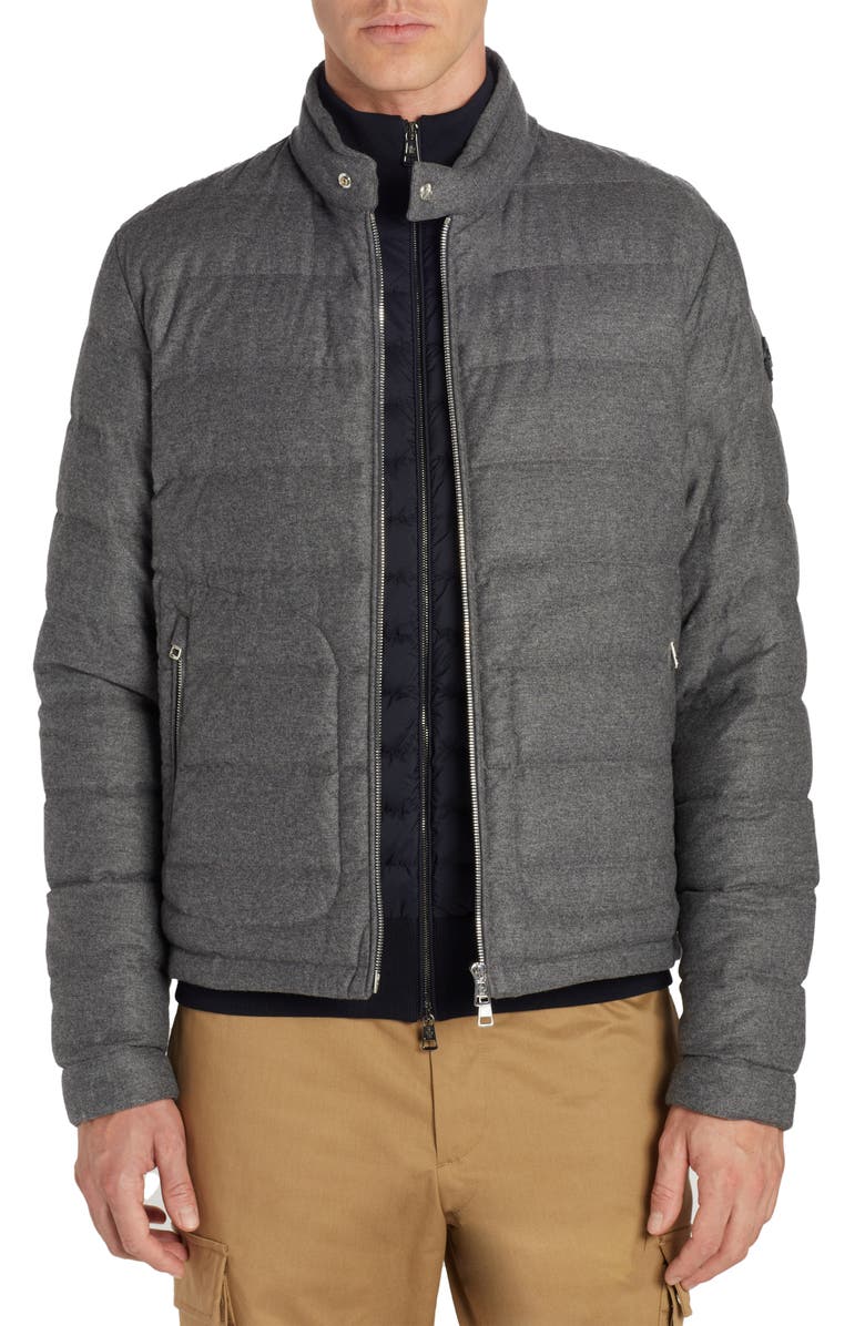 Moncler Acorus Quilted Flannel Down Jacket, Main, color, 