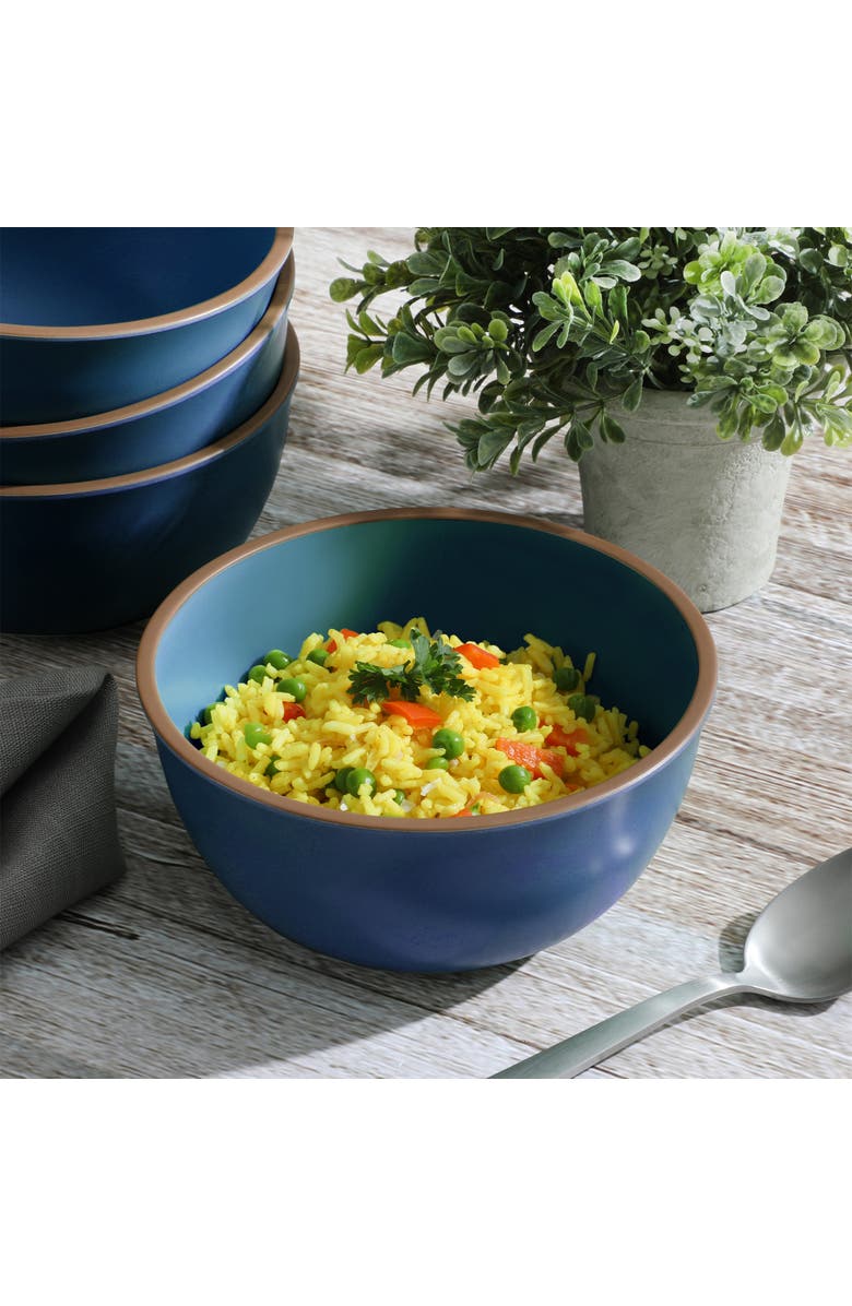 Gibson Home Rockabye 4 Piece 6.1 Inch Melamine Cereal Bowl Set, Alternate, color, Blue