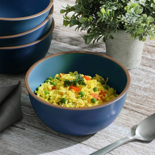 Gibson Home Rockabye 4 Piece 6.1 Inch Melamine Cereal Bowl Set In Blue