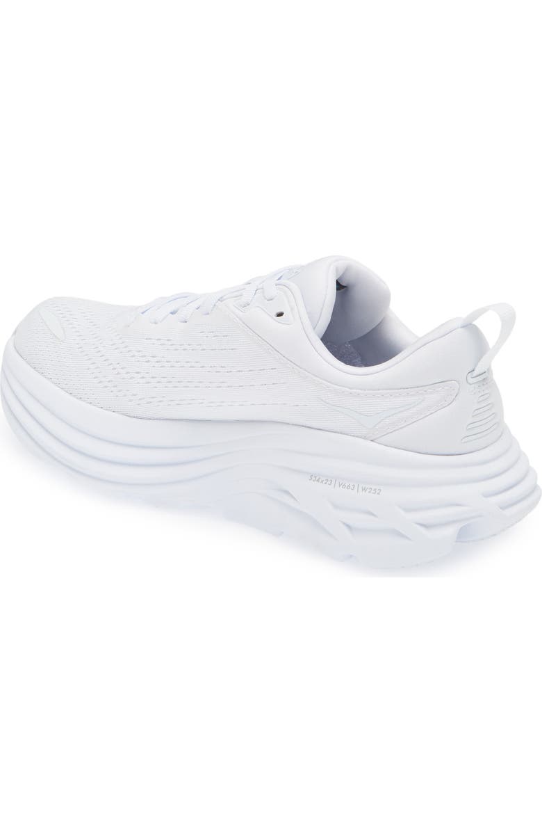 HOKA Bondi 8 Running Shoe, Alternate, color, White / White