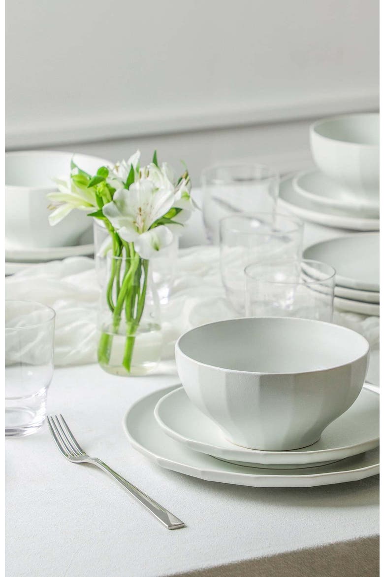 Rio Stoneware 16-Piece Dinnerware Set with Glasses, Alternate, color, Beige