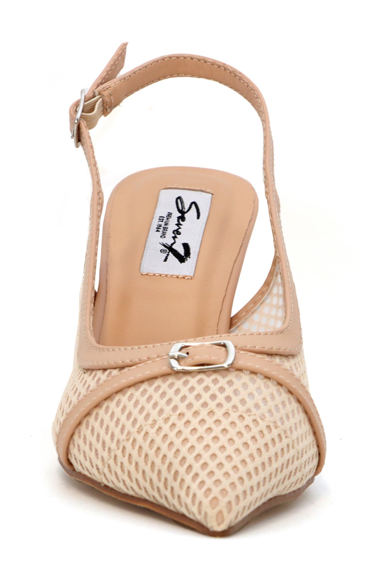 Seven7 Mesh Pointed Toe Slingback Pump, Alternate, color, Beige