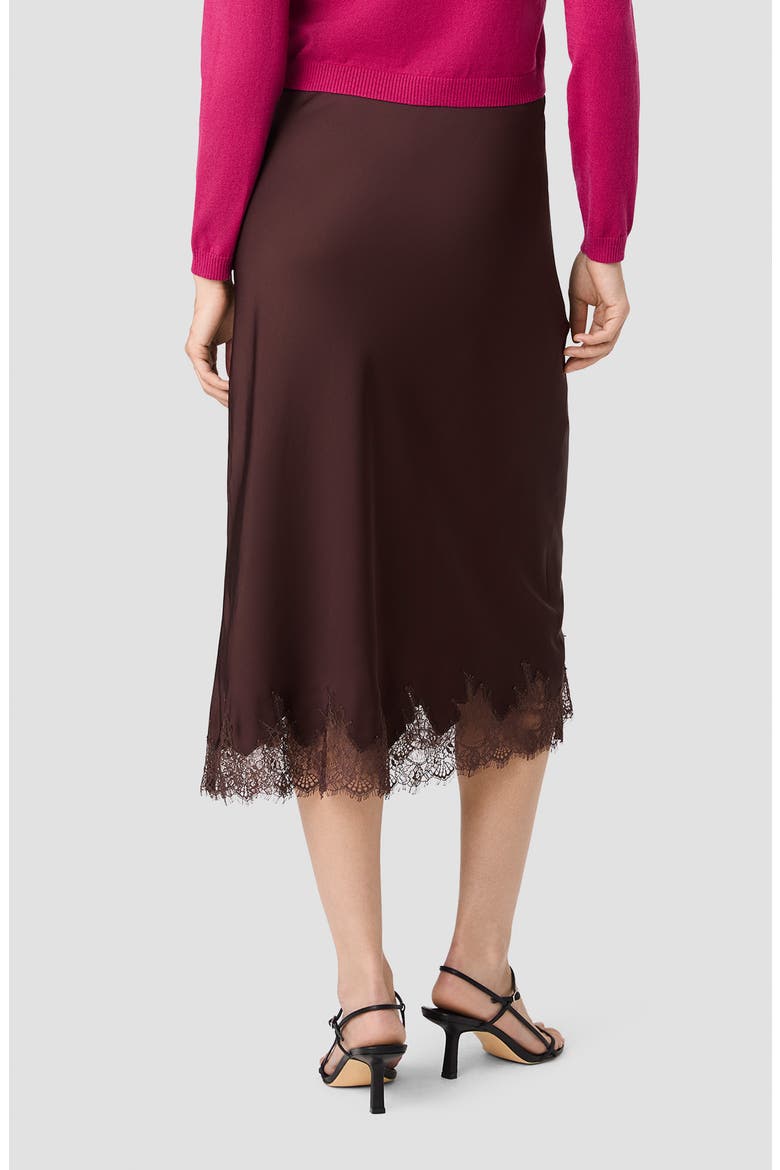 Ennis Satin Lace Midi Skirt, Alternate, color, COCOA BROWN
