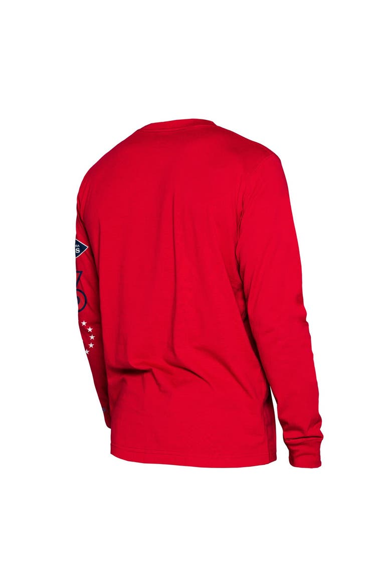 Men's New Era Red Philadelphia 76ers 2023/24 City Edition Long Sleeve T-Shirt, Alternate, color, Red