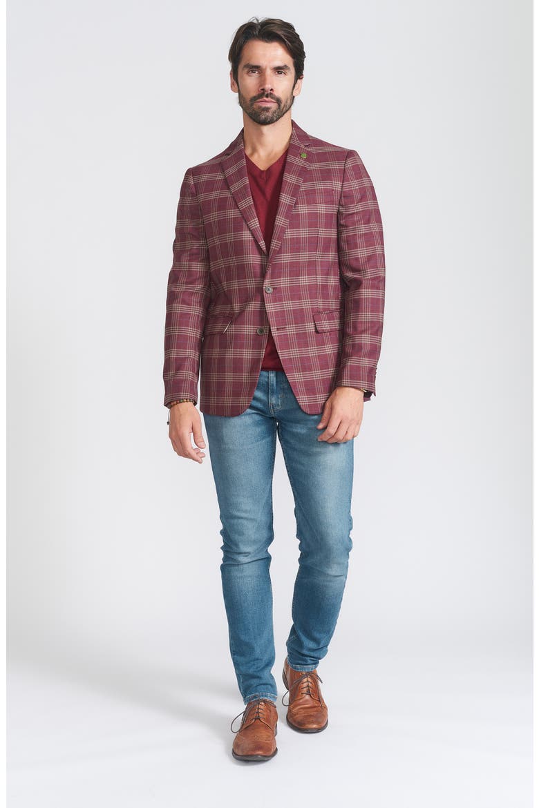 Plaid Print Wool Blend Sport Coat, Alternate, color, RUST