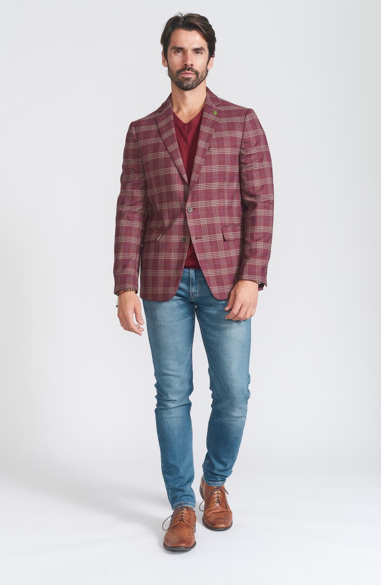 CRICKETEER Plaid Print Wool Blend Sport Coat, Alternate, color, Rust