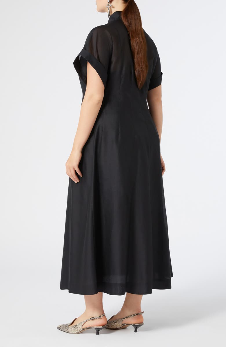 Marina Rinaldi Candia Semisheer Cotton & Silk Shirtdress, Alternate, color, Black