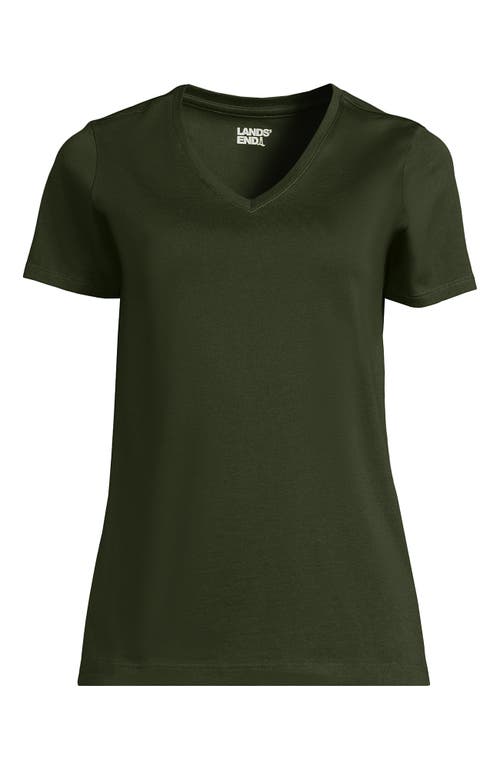 Lands' End Relaxed Supima Cotton V-neck T-shirt In Dark Cilantro Green