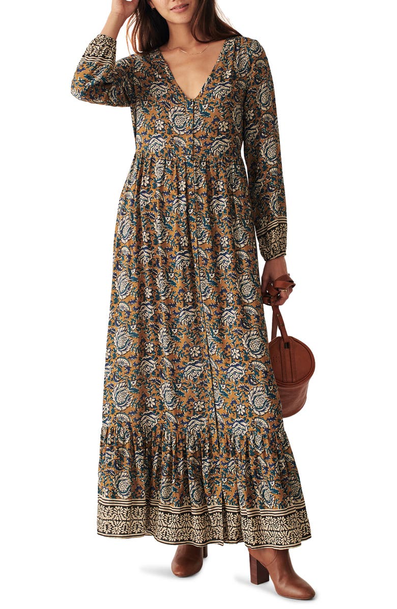 Faherty Toluca Floral Tiered Long Sleeve Maxi Dress, Main, color,