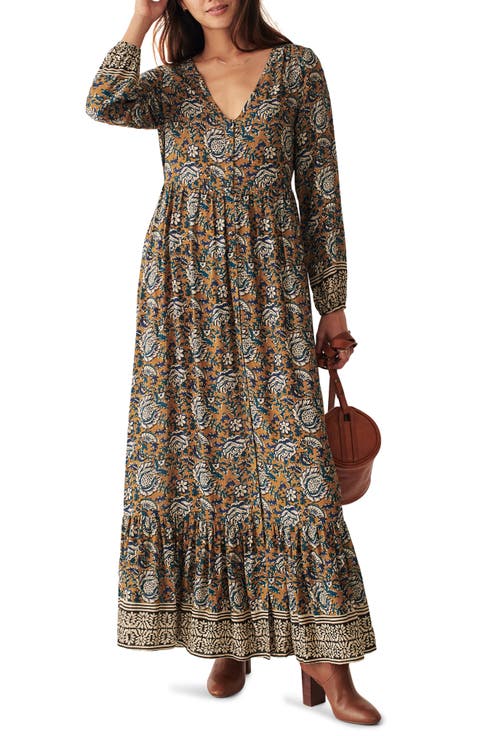 Toluca Floral Tiered Long Sleeve Maxi Dress