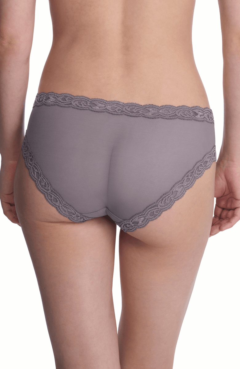 Natori Feathers Lace Hipster, Alternate, color, Nickel