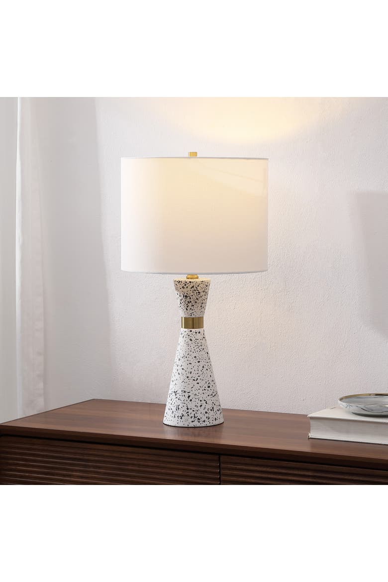 Artezza Contemporary Hourglass Terrazzo/Iron LED Table Lamp, Alternate, color, White/Gray Terrazzo