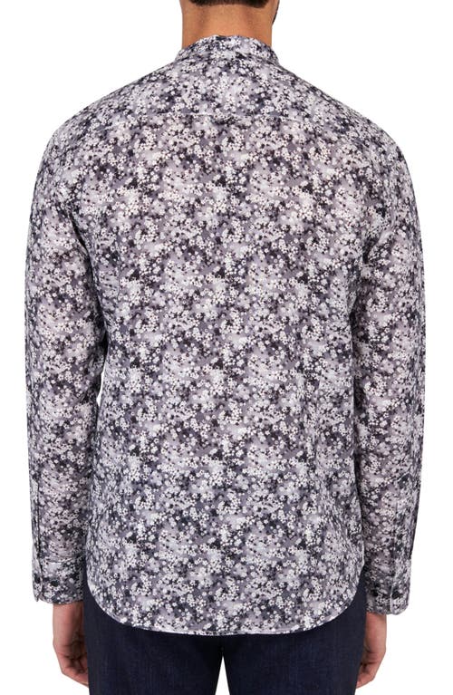 Brooklyn Brigade Cherry Blossom  Long Sleeve Mandarin Shirt In Grey